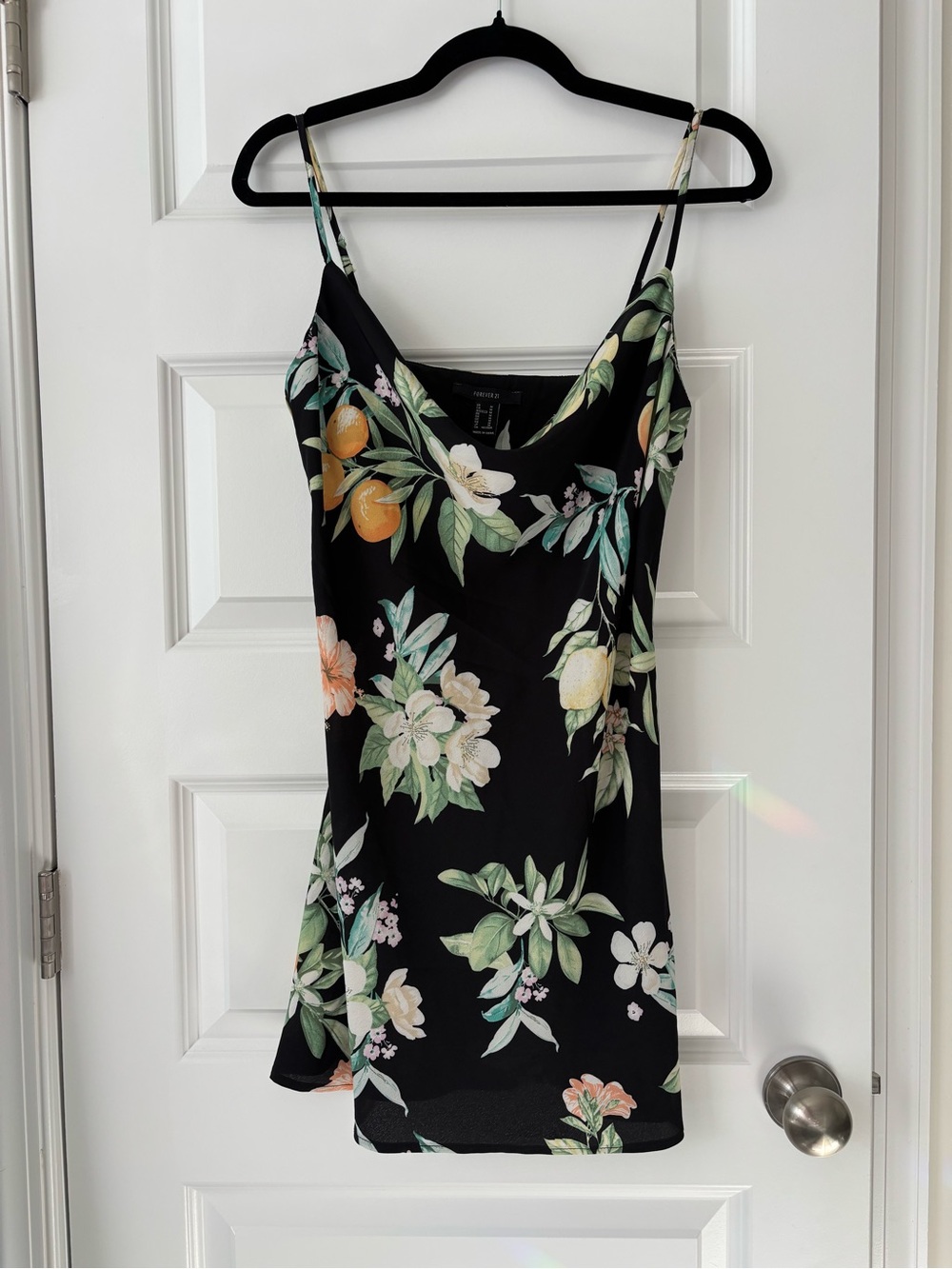 Forever 21 Black Floral Citrus Print Cami Dress M